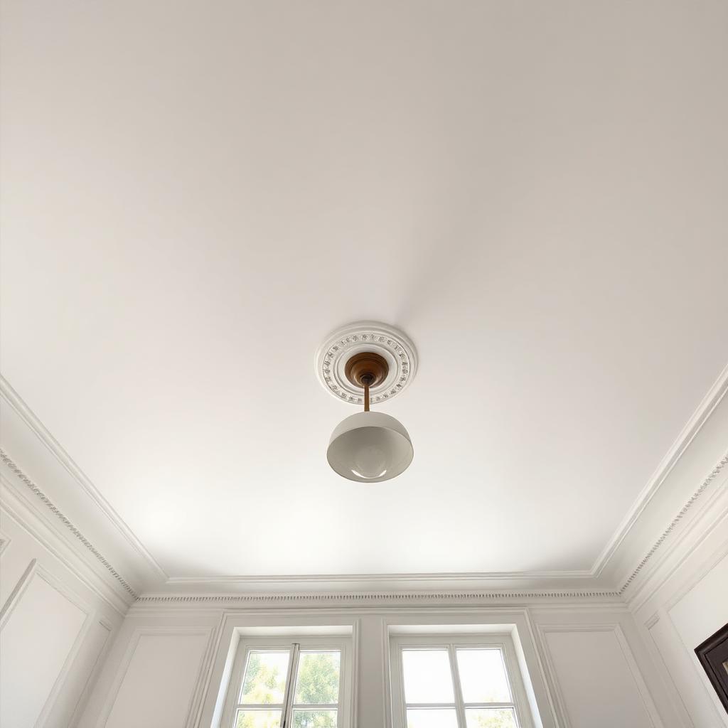 Plafond blanc mat avec rosace