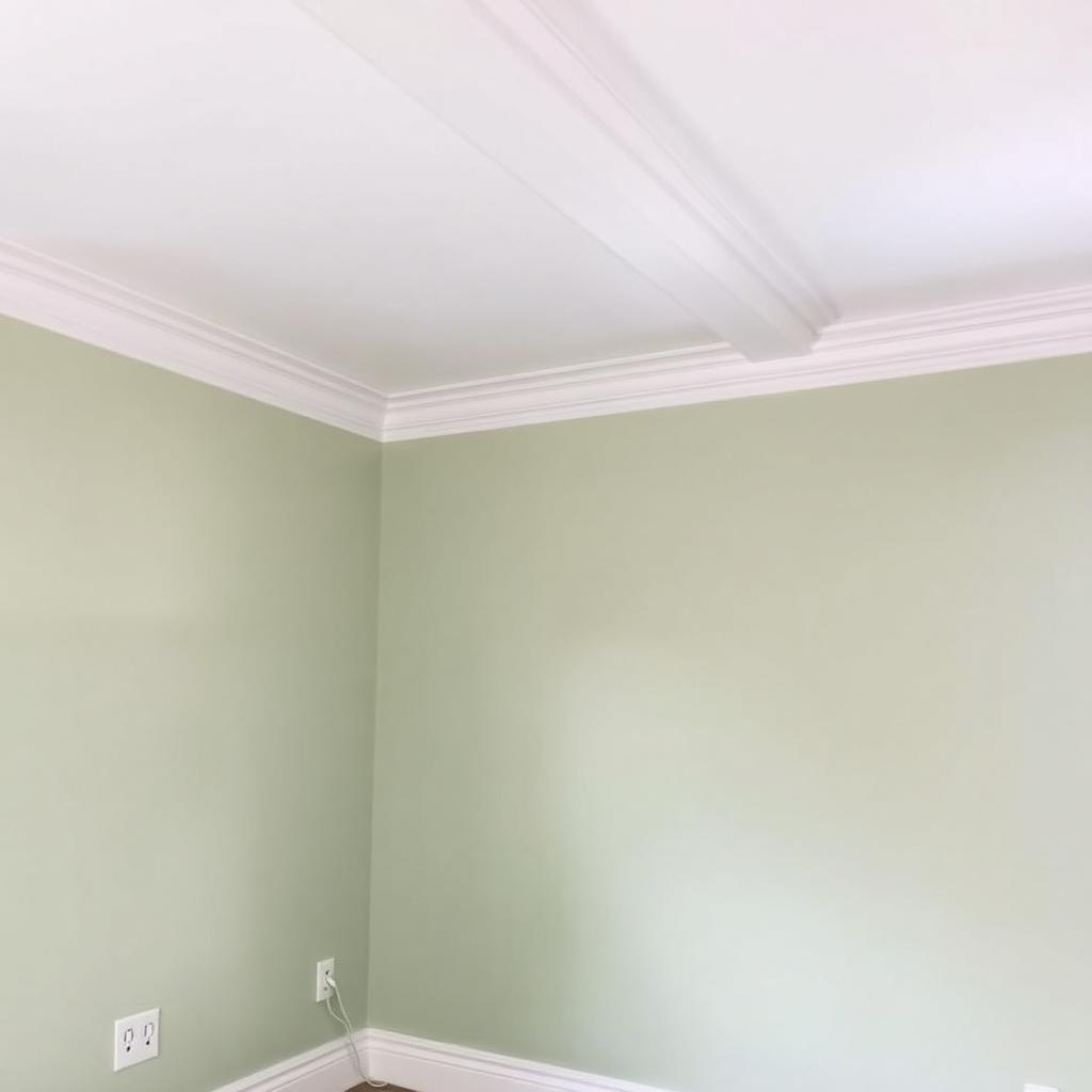 Raccord net entre plafond blanc et mur vert