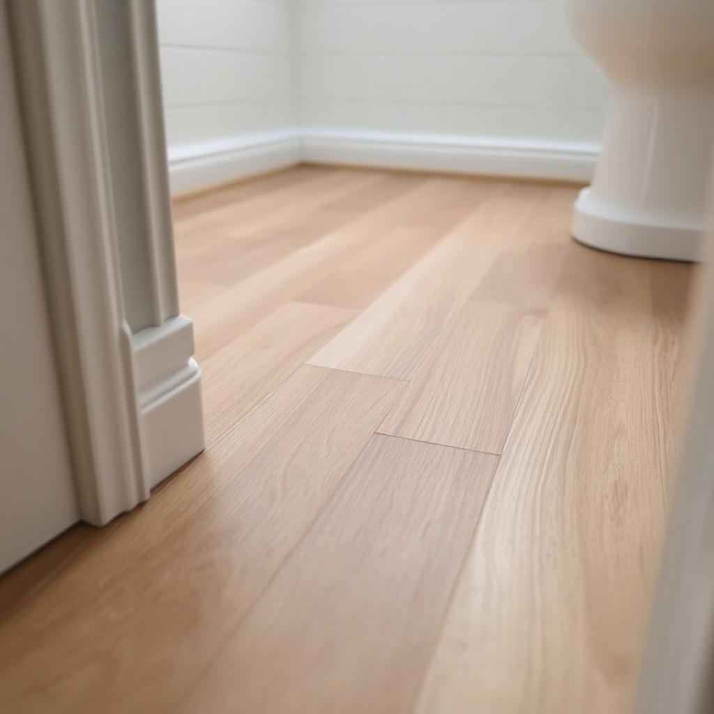 Salle de bains, sol PVC imitation bois